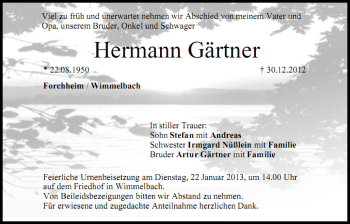 Anzeige von Hermann Gärtner von MGO