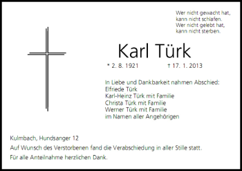 Anzeige von Karl Türk von MGO