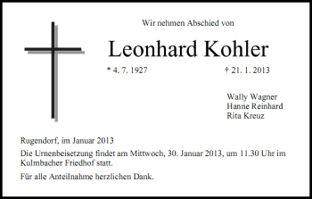 Anzeige von Leonhard Kohler von MGO