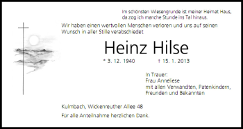 Anzeige von Heinz Hilse von MGO