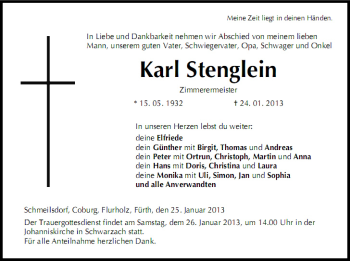 Anzeige von Karl Stenglein von MGO