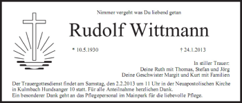 Anzeige von Rudolf Wittmann von MGO