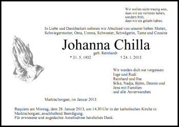 Anzeige von Johanna Chilla von MGO