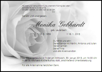 Anzeige von Monika Gebhardt von MGO
