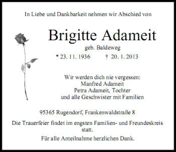 Anzeige von Brigitte Adameit von MGO