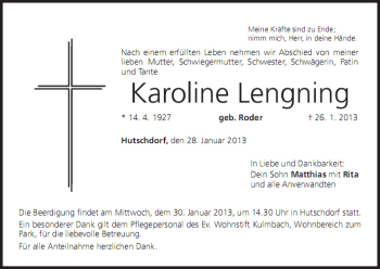 Anzeige von Karoline Lengning von MGO