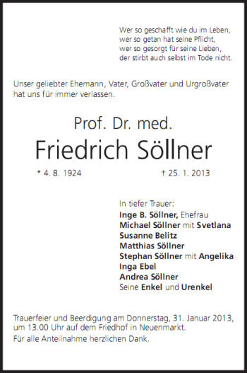 Anzeige von Friedrich Söllner von MGO
