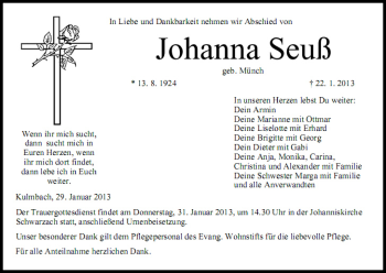 Anzeige von Johanna Seuß von MGO
