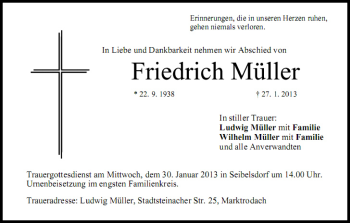 Anzeige von Friedrich Müller von MGO