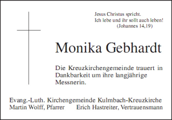 Anzeige von Monika Gebhardt von MGO