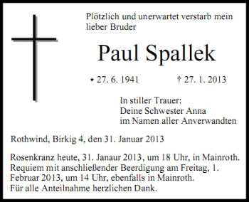 Anzeige von Paul Spallek von MGO
