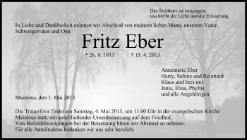 Anzeige von Fritz Eber von MGO
