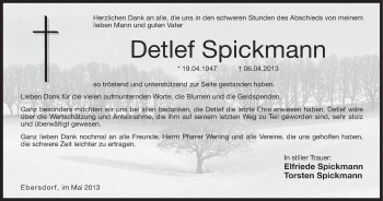 Anzeige von Detlef Spickmann von MGO