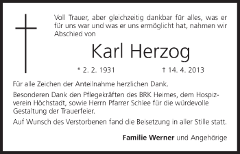 Anzeige von Karl Herzog von MGO