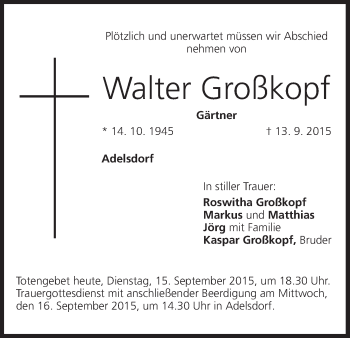 Anzeige von Walter Großkopf von MGO