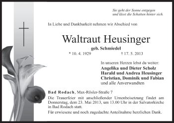 Anzeige von Waltraut Heusinger von MGO