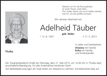 Anzeige von Adelheid Täuber von MGO