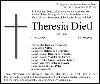 Anzeige von Theresia Dietl von MGO