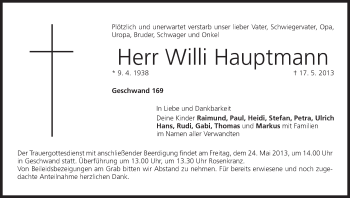 Anzeige von Willi Hauptmann von MGO