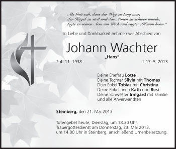 Anzeige von Johann Wachter von MGO