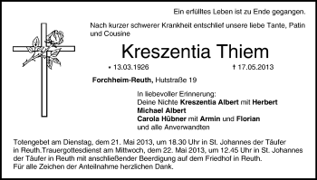 Anzeige von Kreszentia Thiem von MGO