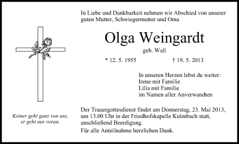 Anzeige von Olga Weingardt von MGO