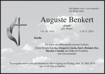 Anzeige von Auguste Benkert von MGO
