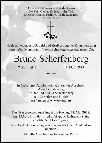 Anzeige von Bruno Scherfenberg von MGO
