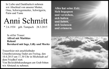 Anzeige von Anni Schmitt von MGO