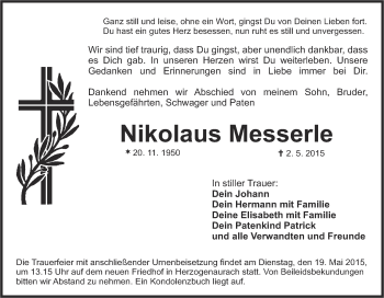 Anzeige von Nikolaus Messerle von MGO