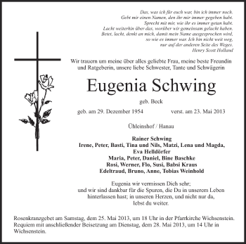 Anzeige von Eugenia Schwing von MGO