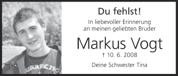 Anzeige von Markus Vogt von MGO