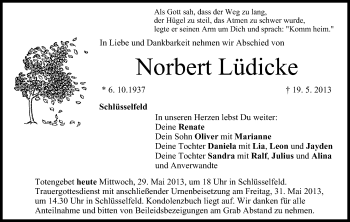Anzeige von Norbert Lüdicke von MGO