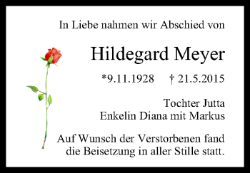 Anzeige von Hildegard Meyer von MGO