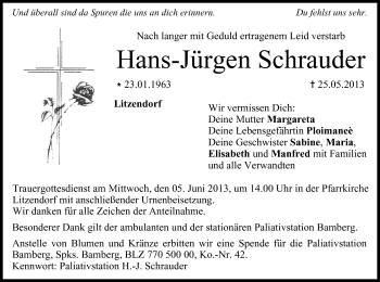 Anzeige von Hans-Jürgen Schrauder von MGO