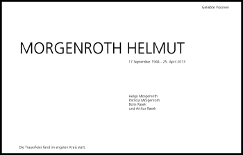Anzeige von Helmut Morgenroth von MGO