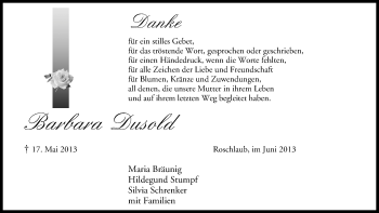 Anzeige von Barbara Dusold von MGO