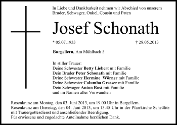 Anzeige von Josef Schonath von MGO