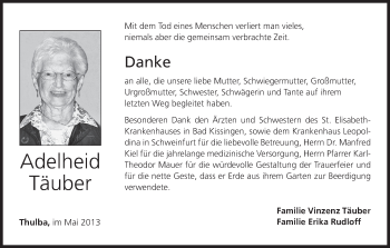 Anzeige von Adelheid Täuber von MGO
