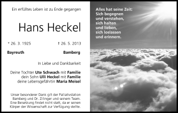 Anzeige von Hans Heckel von MGO