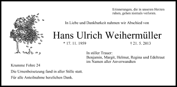 Anzeige von Hans Ulrich Weihermüller von MGO