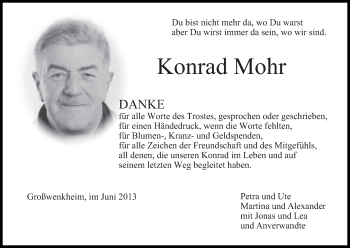 Anzeige von Konrad Mohr von MGO