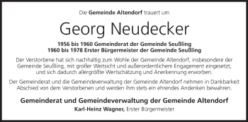Anzeige von Georg Neudecker von MGO