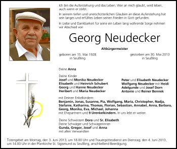 Anzeige von Georg Neudecker von MGO