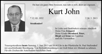Anzeige von Kurt John von MGO