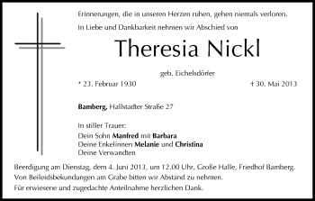 Anzeige von Theresia Nickl von MGO