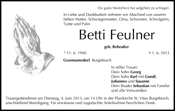 Anzeige von Betti Feulner von MGO