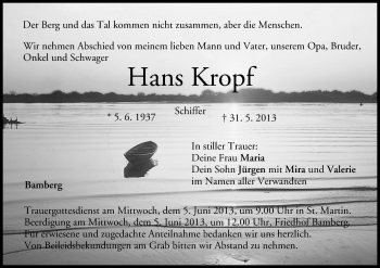 Anzeige von Hans Kropf von MGO