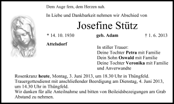 Anzeige von Josefine Stütz von MGO