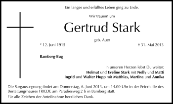 Anzeige von Gertrud Stark von MGO